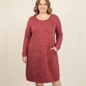 NWT Tacera Plus Size Chic Long Sleeve Red Dress
